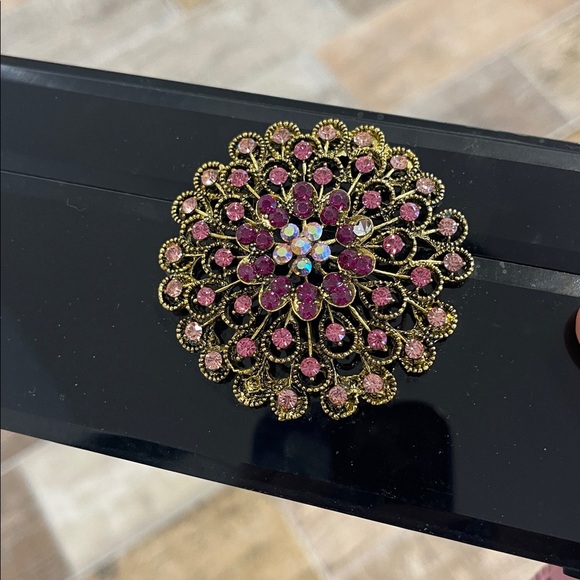 Black Jewelry Box with Pink and Gold Embellishment - Picture 6 of 6